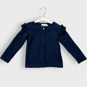 EPK Toddler Girls Ruffle Sleeve Navy Sweater Cardigan